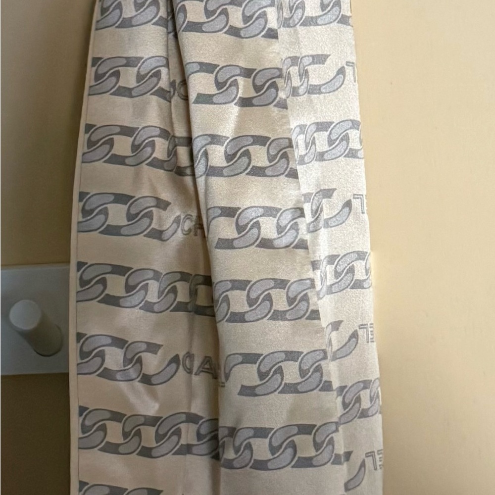 Cream and gray vintage silk Scarf